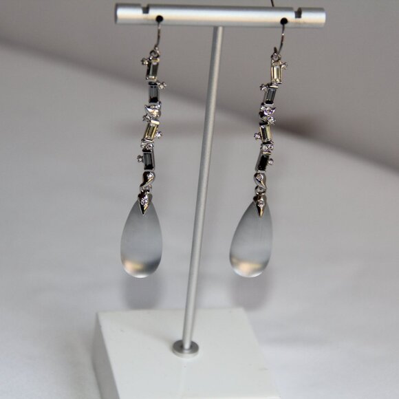 RARE Alexis Bittar Crystals and Lucite Drop Earrings. Alexis Bittar Hand- Carved - Picture 11 of 13